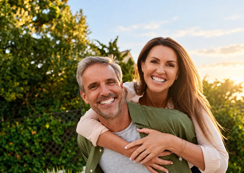 Smiling couple outdoors