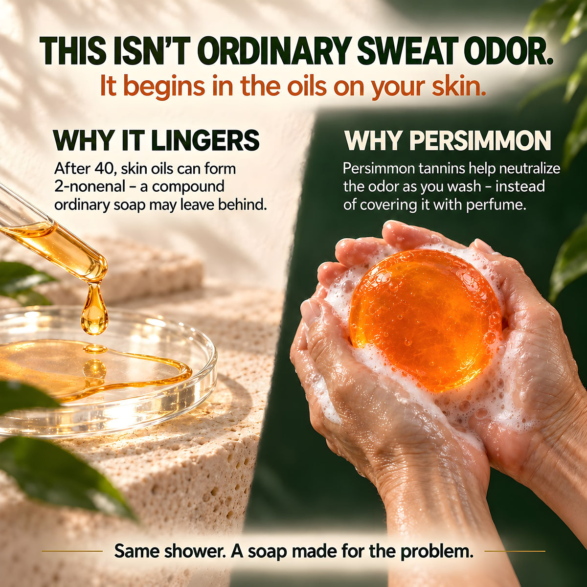Why age-related odor lingers and how persimmon tannins help